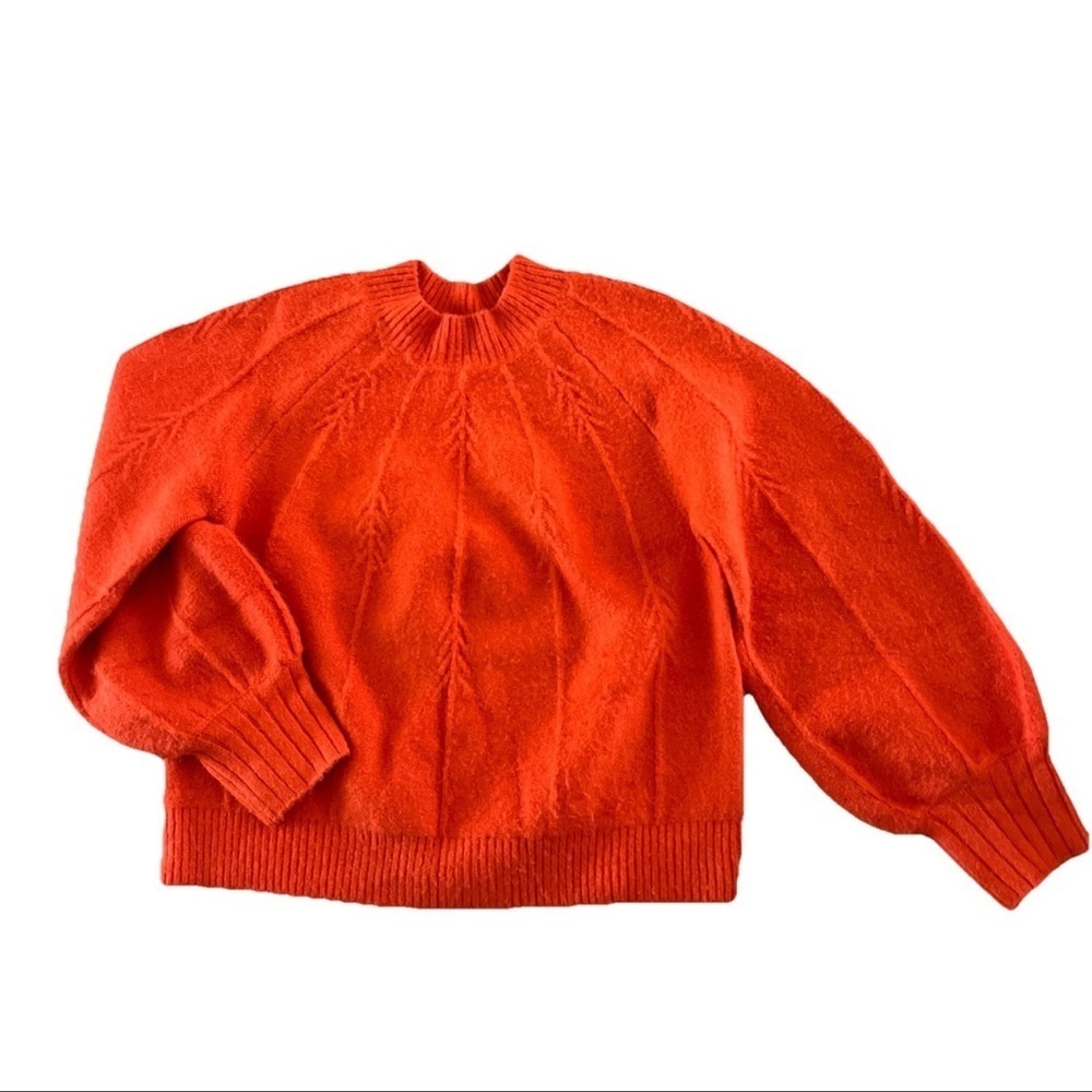 Lush Orange Women’s Sweater L Bishop Sleeves Boho Chic Modern Elegance Fireside - Picture 4 of 8